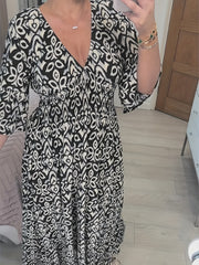 Floral Print V Neck Maxi Dress Plus Size