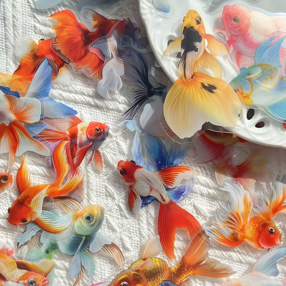 50pcs Colorful Koi Fish Stickers Self Adhesive Decals for Laptop & Skate