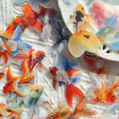 50pcs Colorful Koi Fish Stickers Self Adhesive Decals for Laptop & Skate