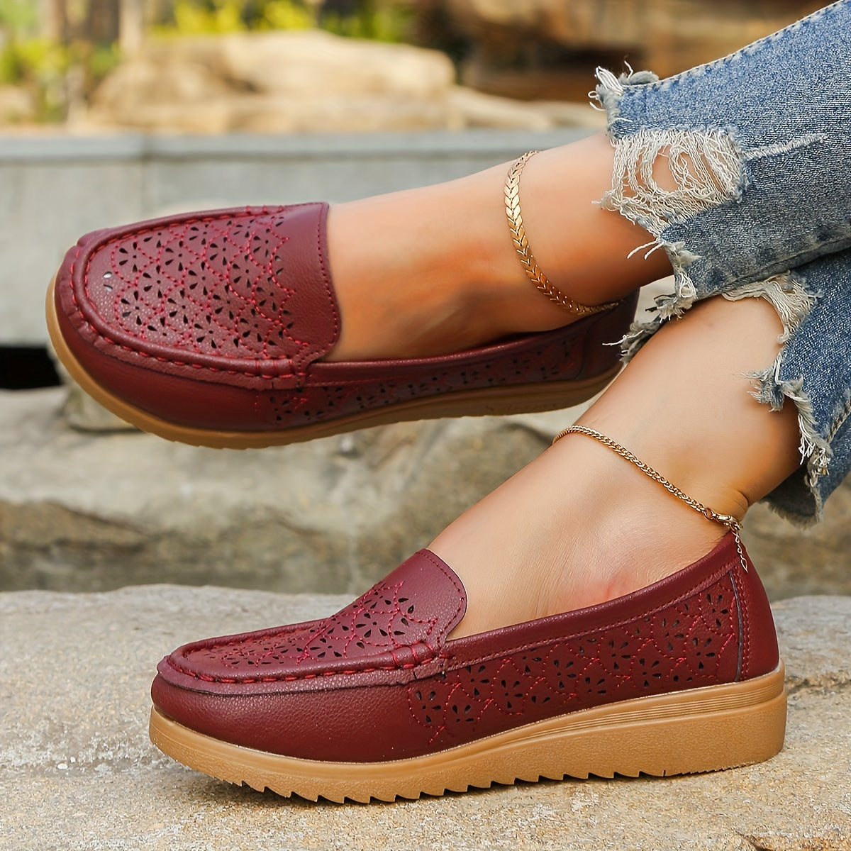 Women's Hollow Out Flat Loafers Slip On Flats