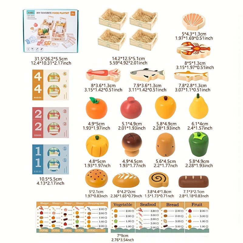 Realistic Food Set for Kids Playhouse