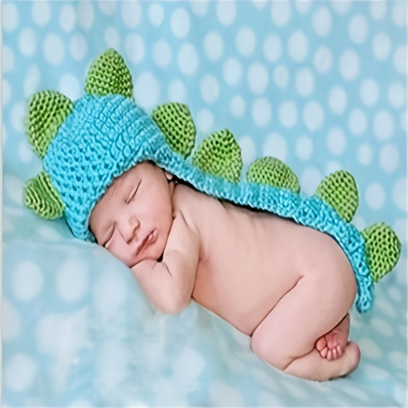 Dino Shaped Knitted Beanie for Baby Boys