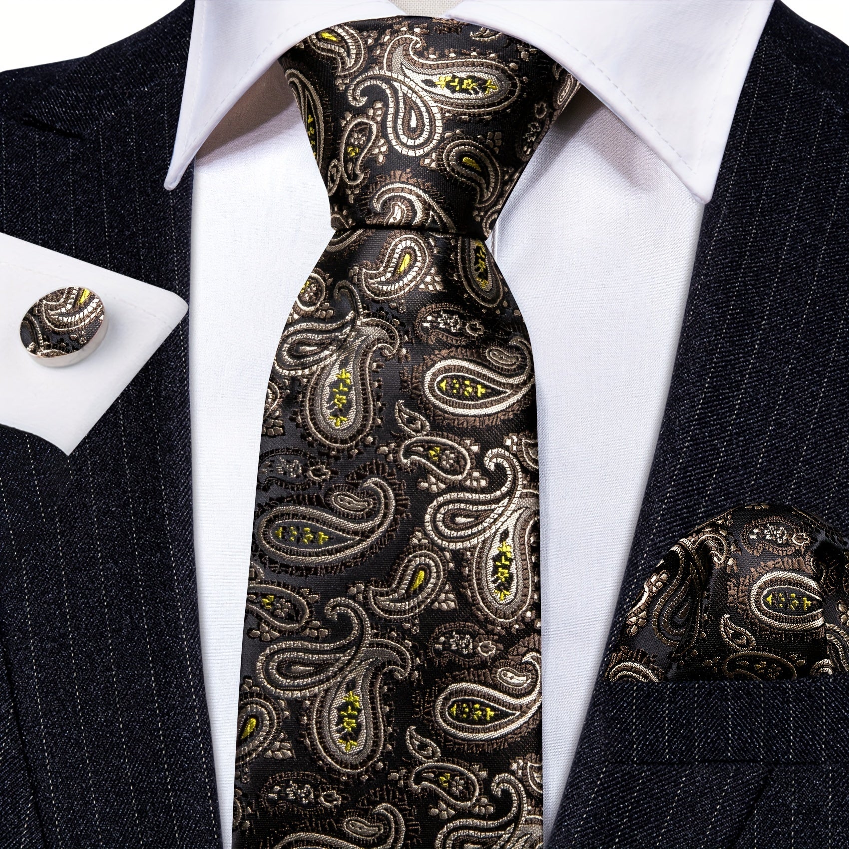 Barry Wang Paisley Jacquard Tie Set