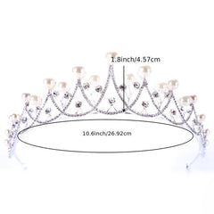 Rhinestone Pearl Queen Crown Baroque Wedding Crown For Bride Princess Tiara