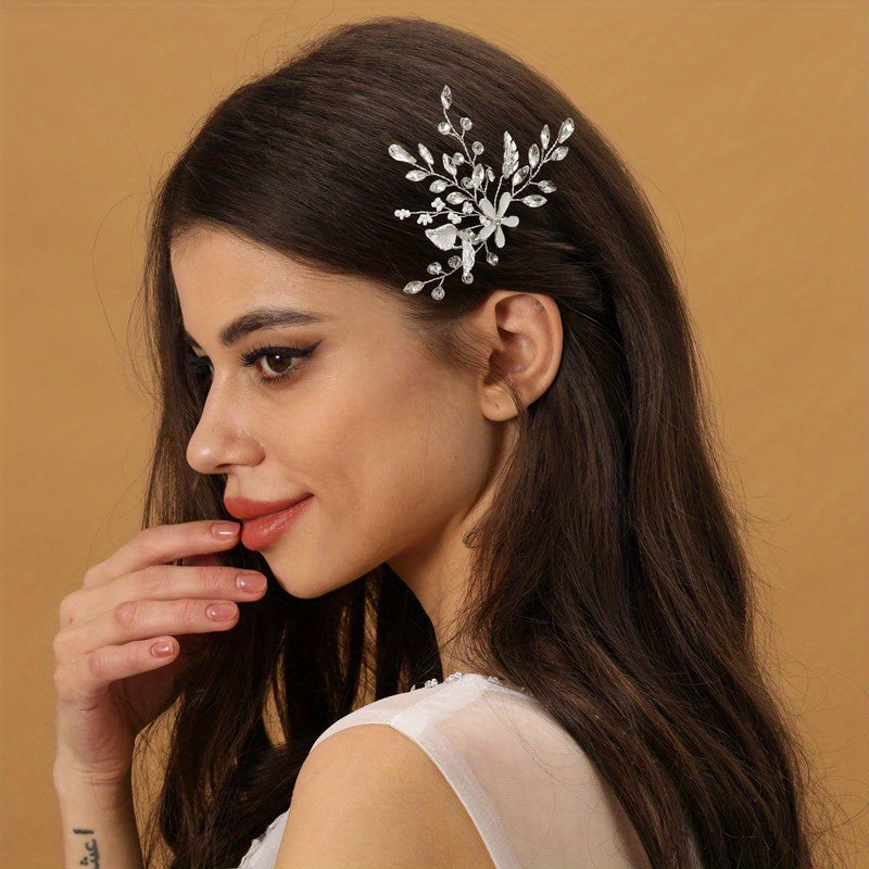 Pearl Flower Wedding Hairpin Rhinestone Headwear