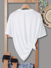 Bear & Letter Print Casual T shirts Crew Neck Short Sleeve Graphic Tee