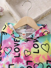 Girls Tie Dye Allover Print Casual Hooded Sweatshirt Pullovers Long Sleeve