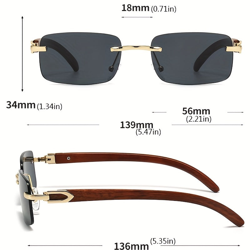 Rimless Sunglasses Men's Metal Hinge Ocean Slices Cut Edge