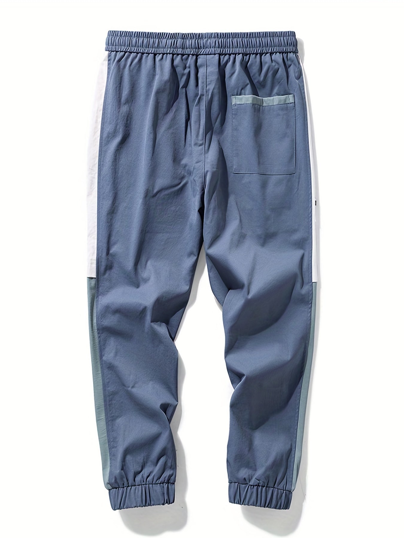 Men's Patchwork Cropped Pants Elastic Waist Drawstring Sports Pants