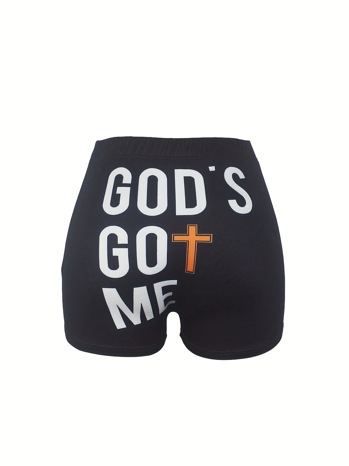 Colorblock Letter Print Skinny Shorts for Women