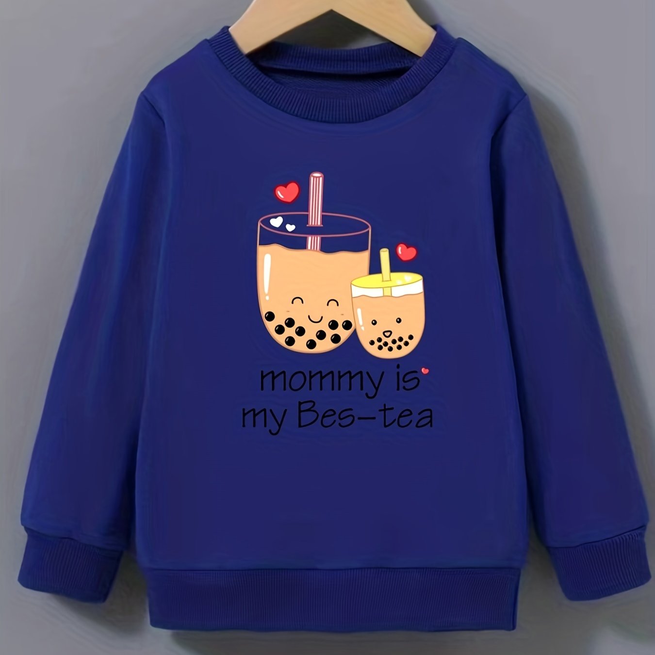 Bubble Tea 'Mommy' Pattern Sweatshirt for Girls