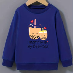 Bubble Tea 'Mommy' Pattern Sweatshirt for Girls