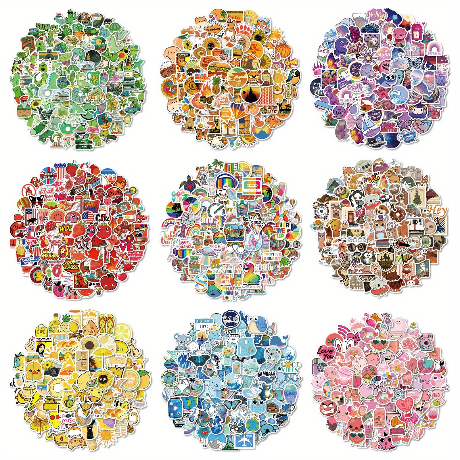 1000pcs Cartoon Colorful Doodle Stickers Water Cup Notebook Journal Decoration
