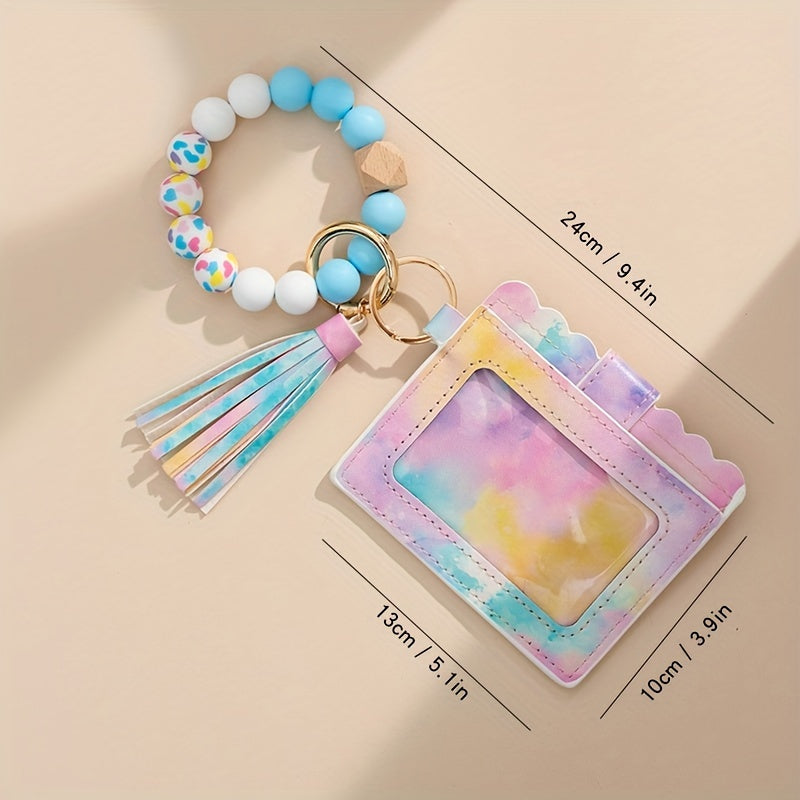 Multicolor Rainbow Leaf Starry Sky Silicone Keychain