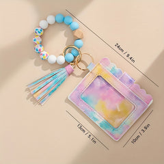 Multicolor Rainbow Leaf Starry Sky Silicone Keychain
