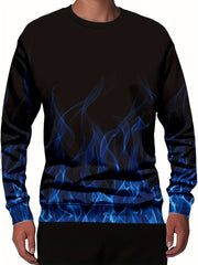 Flame 3D Print Men's Sweatshirt for Autumn Winter