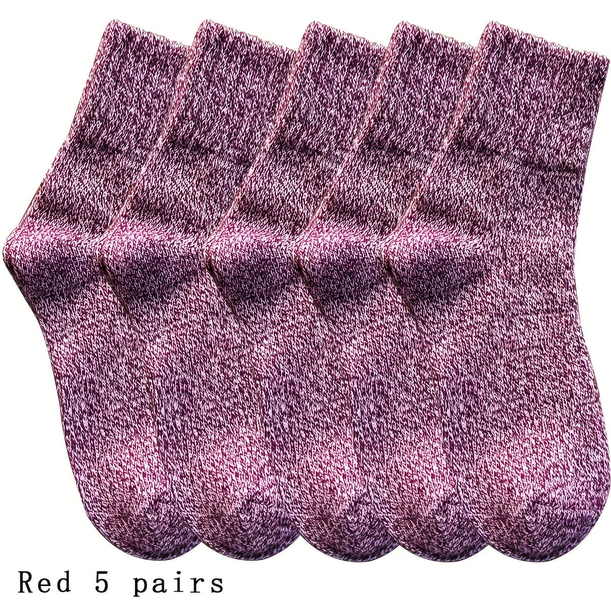 5 Pairs Thick Knit Socks Warm Mid Tube Stockings