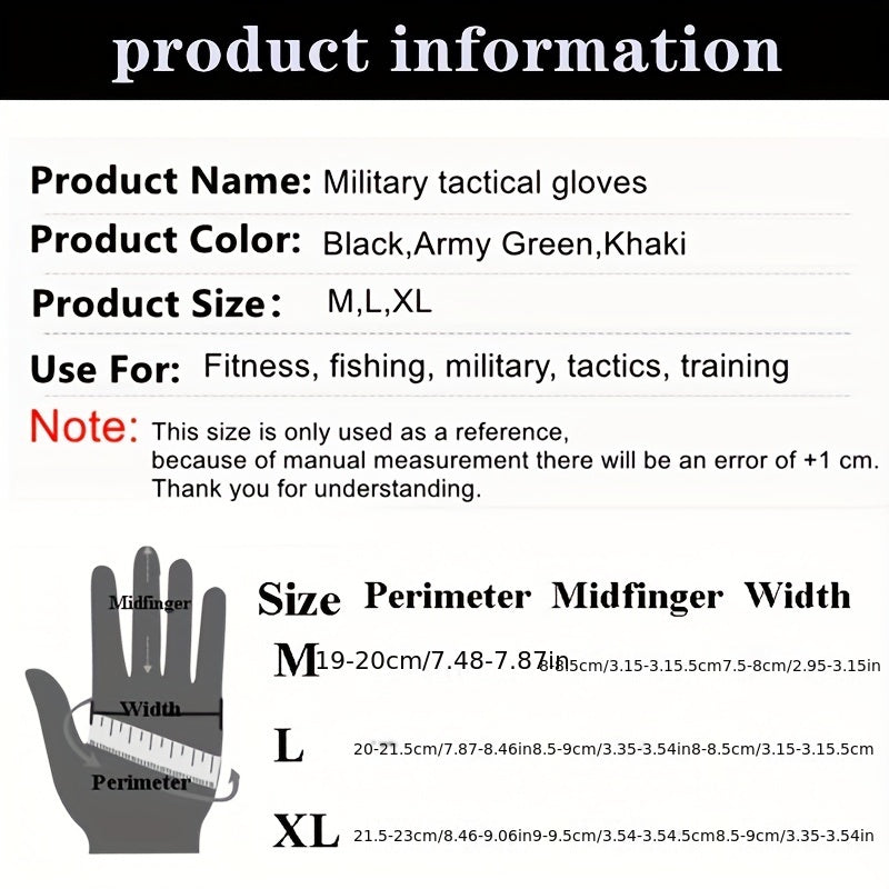 Men's Fingerless Tactical Gloves For Combat M L XL