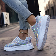 Colorful Faux Leather Skate Shoes Flat Outdoor Sneakers