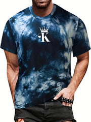 Crown K Print Tie Dye T Shirt for Men