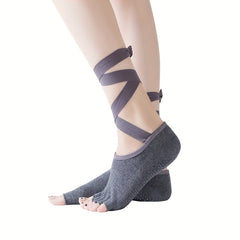 Lace Up Five Toe Yoga Socks Non-slip Open Toe Socks