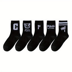 10 Pairs Letter Print Socks Comfy & Breathable Women's Mid Tube Stockings