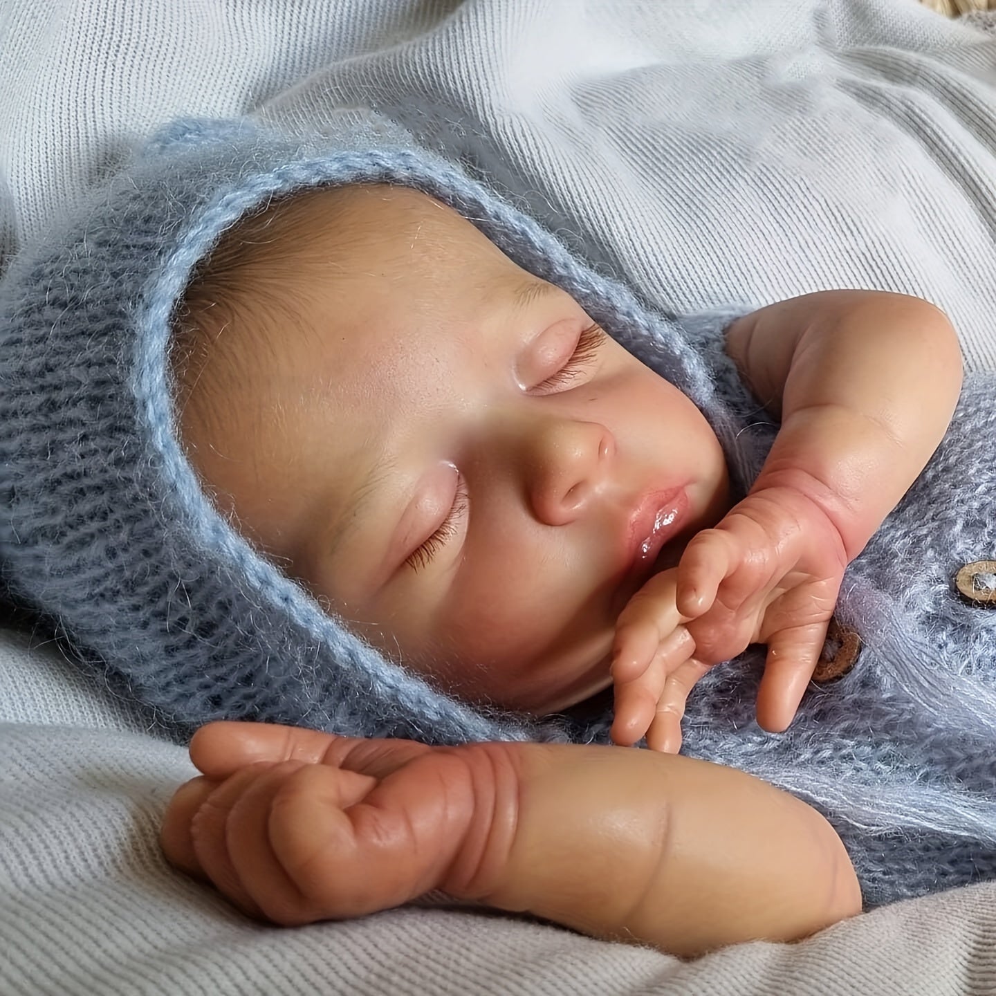 17in Reborn Baby Doll Sleeping Jude Soft Body with Visible Veins