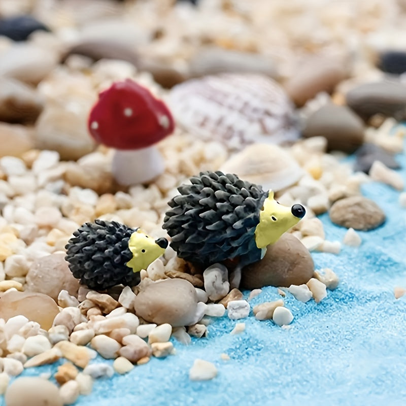 Cute Hedgehog Mushroom Micro Landscape Resin Figurines