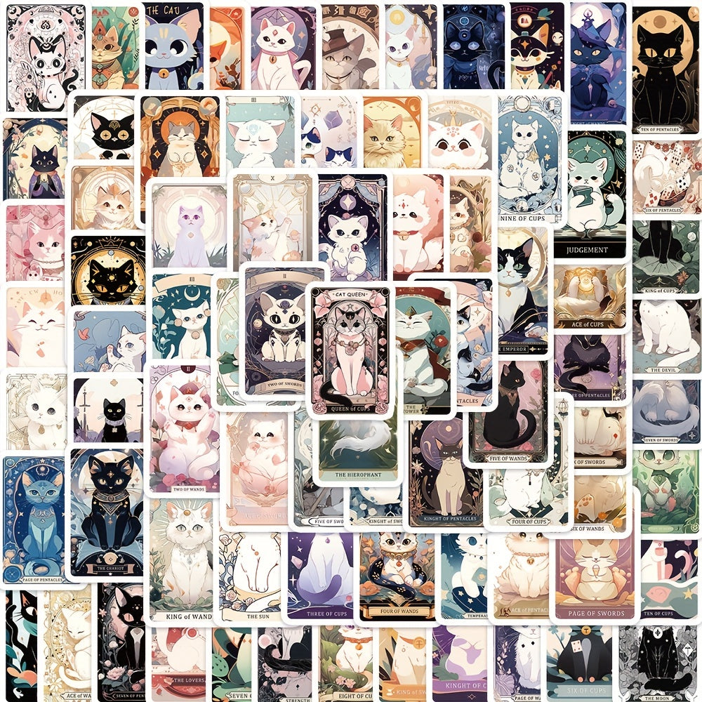 78pcs Cartoon Cat Tarot Series Stickers DIY Creative