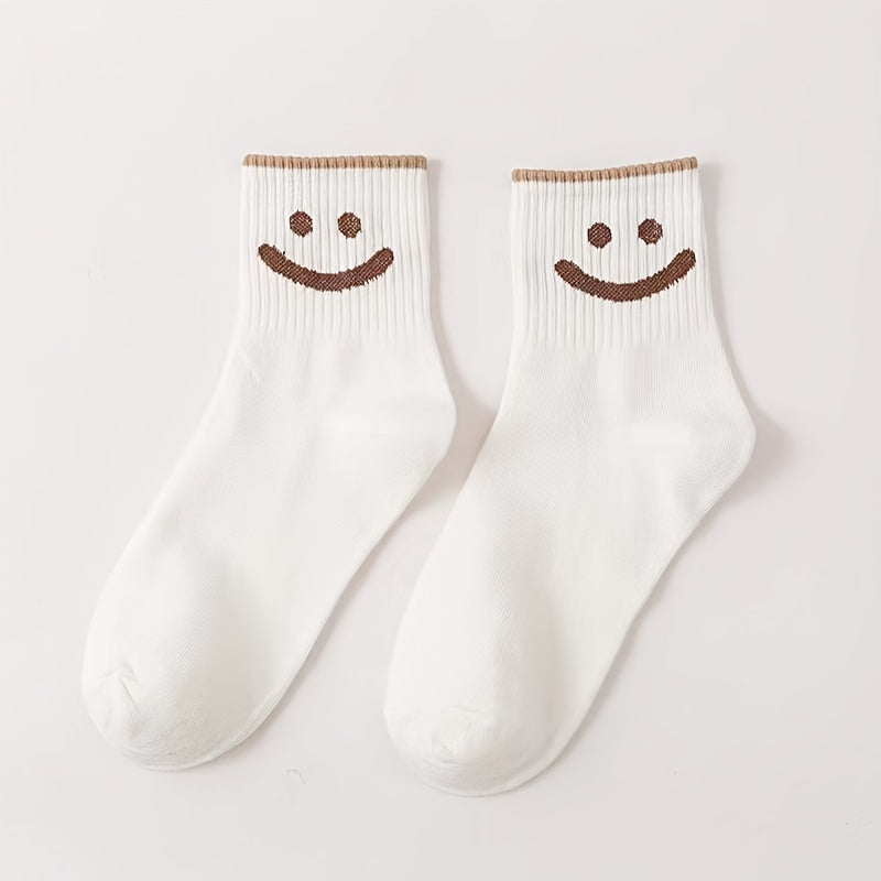 5 Pairs Smiling Face Thermal Socks for Winter Women's
