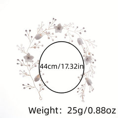 Faux Pearl Flower Headband Tiara for Women Party Hair Accessory