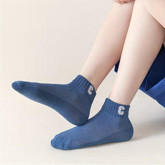 5 Pairs Casual Letter Graphic Print Breathable Socks for Teens