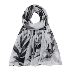 Leaf Plant Print Shawl Lightweight Casual Warm Scarf