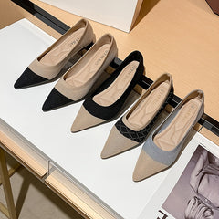 Women's Pointed Toe Knit Flat Shoes Soft Sole Slip On Casual Walking Shoes