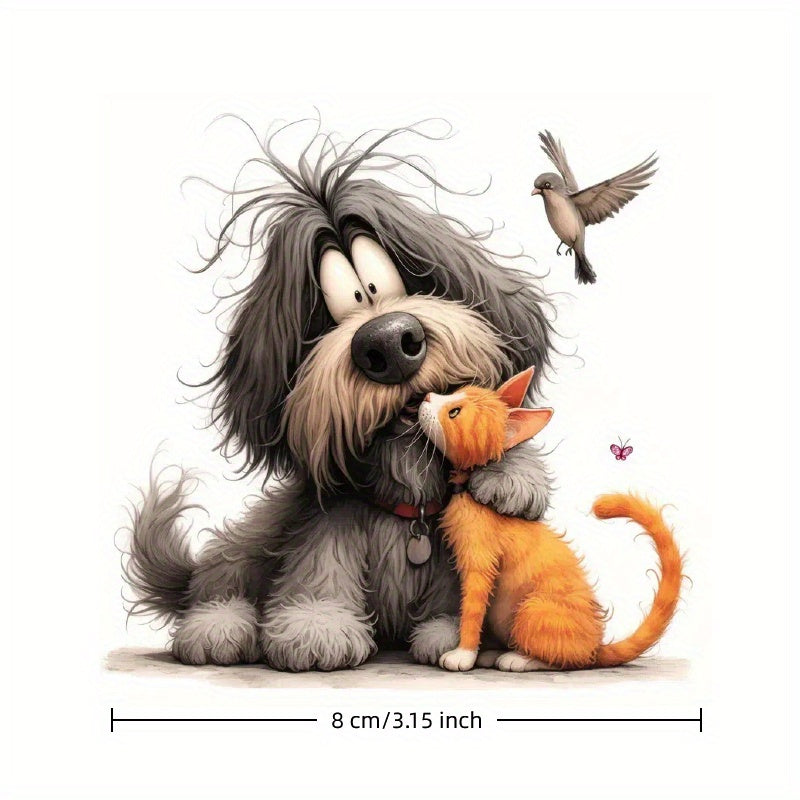 Dog and Cat Friendship Iron On Patch for DIY Stickers