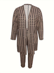 Houndstooth Cardigan & Pants 2-Piece Set