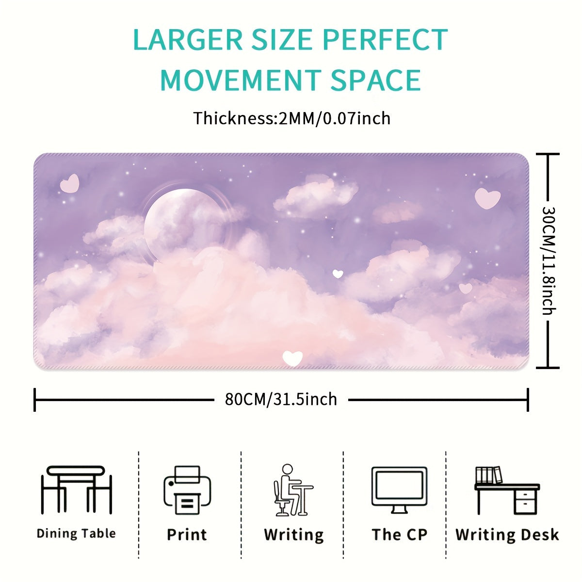 Purple Cloud Landscape Large Gaming Mouse Pad for Office Use