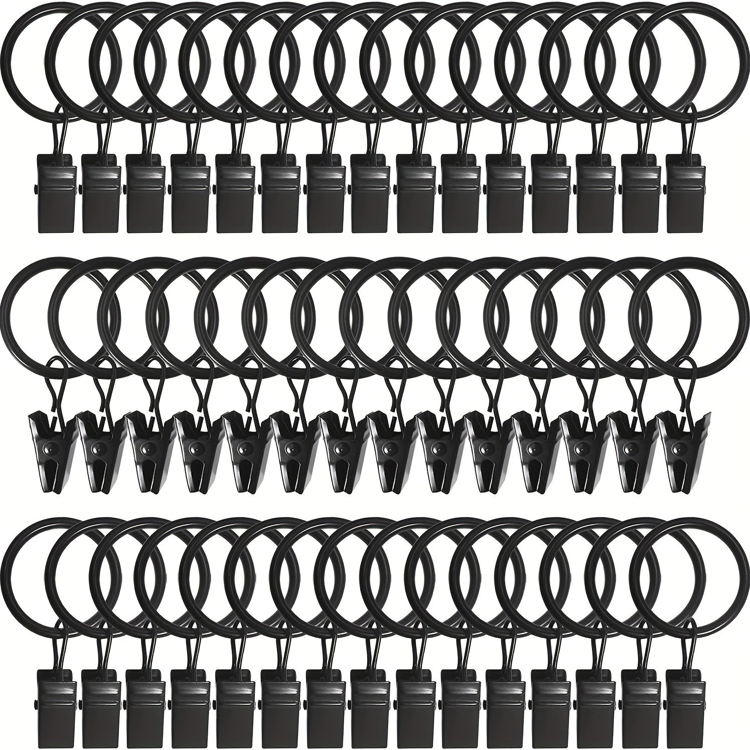40pcs Curtain Rings with Clips Drapery Hooks Rustproof Metal Clips Hangers