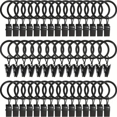 40pcs Curtain Rings with Clips Drapery Hooks Rustproof Metal Clips Hangers