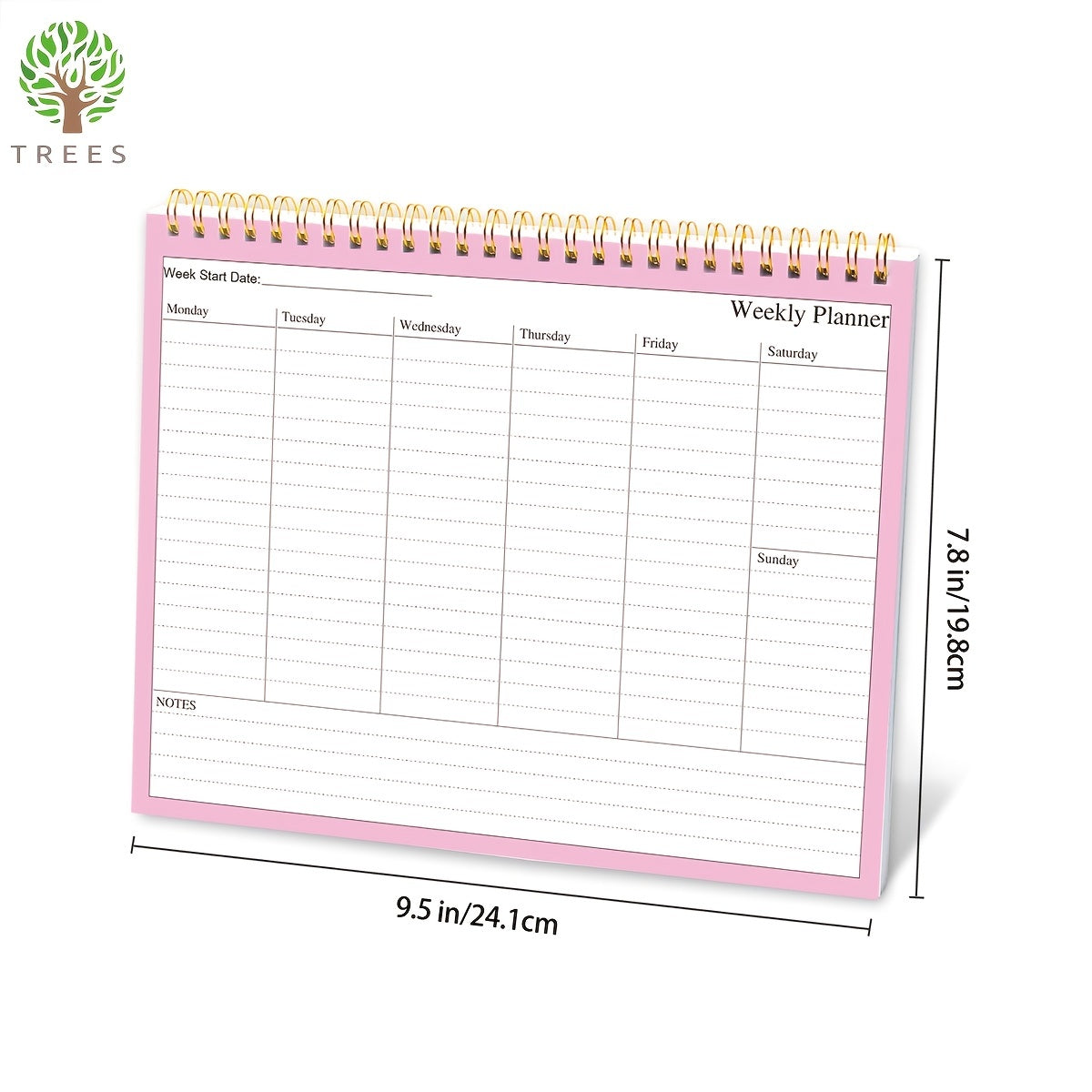Trees Weekly Planner Notepad 7-9.5 Inches