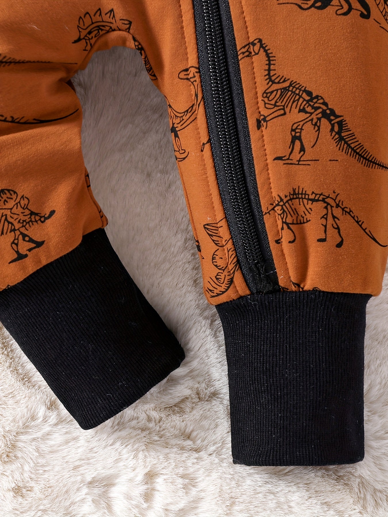 Dino Print Zip Up Baby Boy Bodysuit