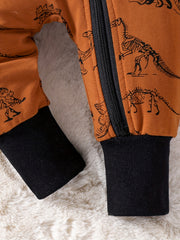 Dino Print Zip Up Baby Boy Bodysuit