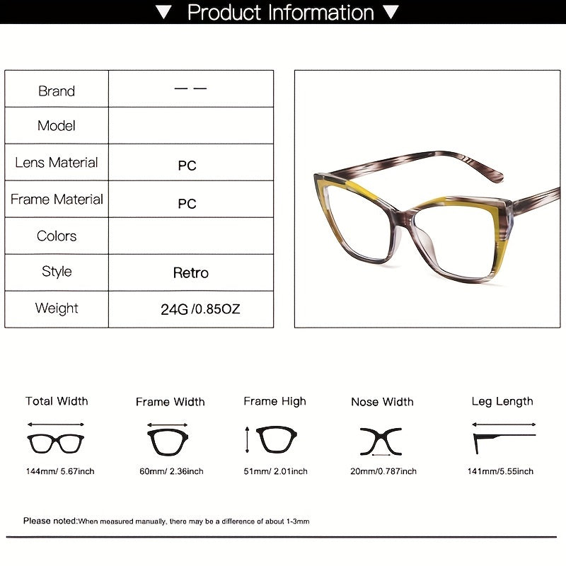 Light Blocking Glasses Cat Eye Clear Lens Computer Glasses