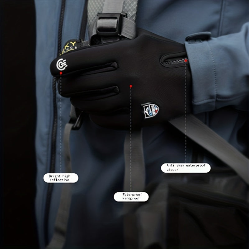 Winter Velvet Ski Gloves Men's Waterproof Touch Screen Sports Ski Gloves