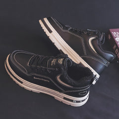 Men's Fuzz Lined Lace-up Ankle Boots - Casual Walking Shoes