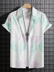 Tropical Leaf Hawaiian Shirt - Summer Vacation Resort