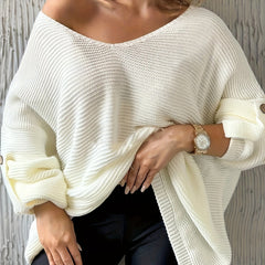 One Shoulder Solid Sweater Long Sleeve Jumper
