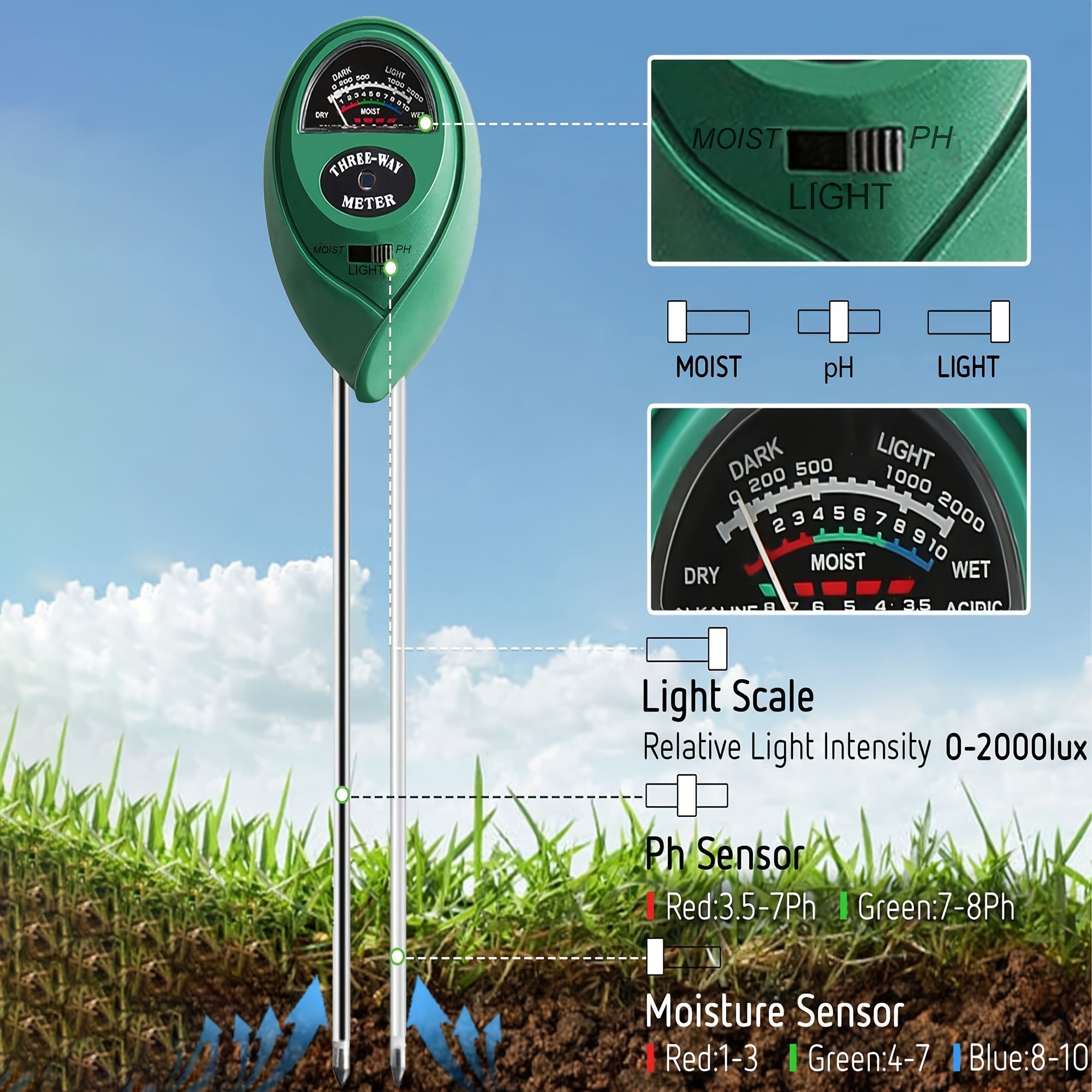 3-in-1 Soil Detector Environmental Testing Meter