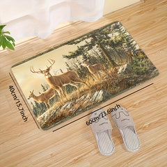 Natural Forest Deer Pattern Floor Mat Anti Slip Waterproof Mat