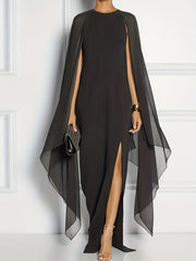 Solid Split Chiffon Sleeveless Evening Dress Spring & Summer Maxi Dress
